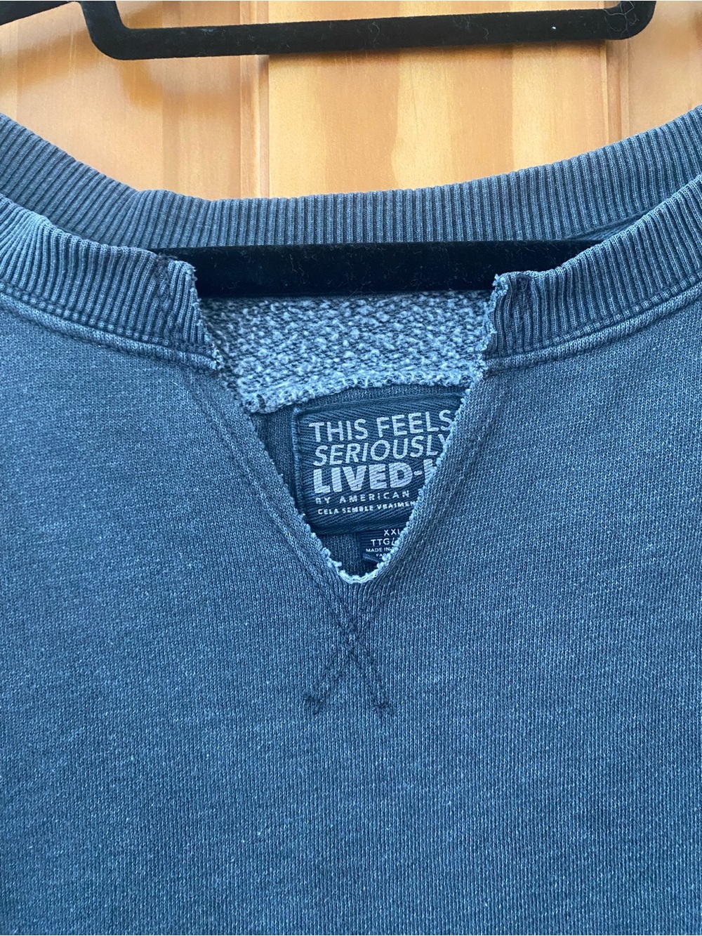 American Eagle Lived-In Oversized Raw Hem Sweatshirt XXL Charcoal Gray - Picture 2 of 11